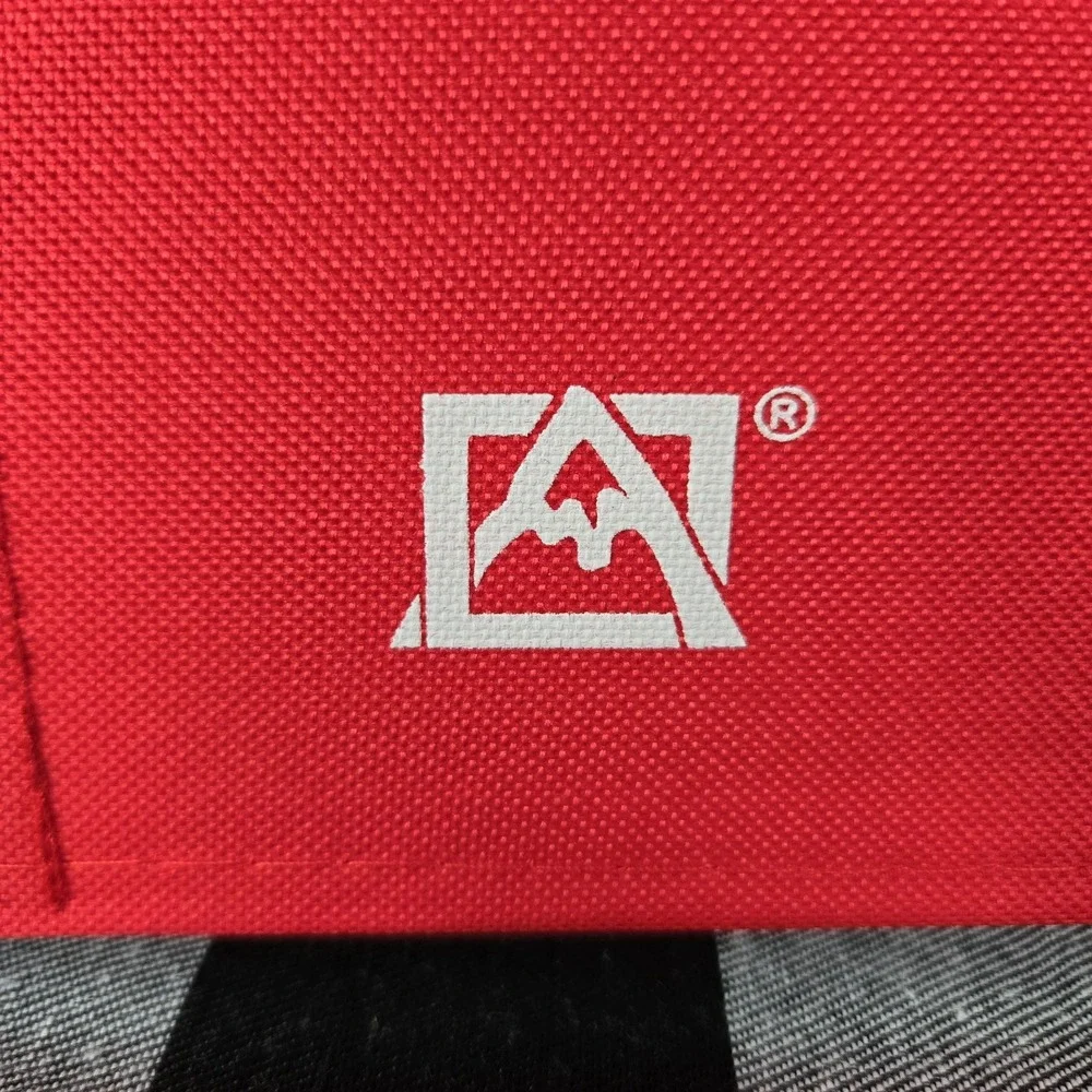 Red Folding Travel Camping Chair Canvas Seat Metal Frame Carrying Bag Convenient
